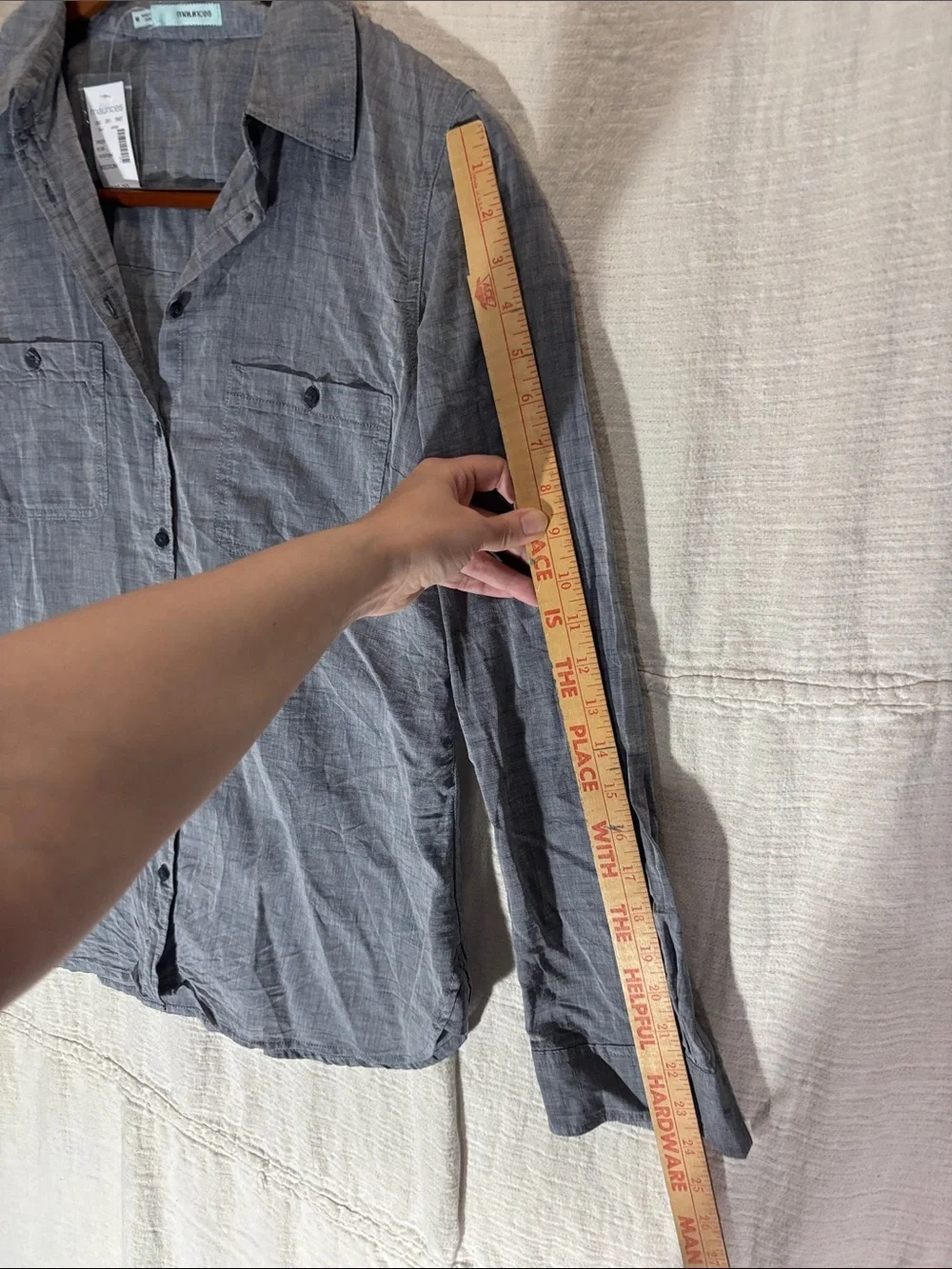 Maurices Slate Gray Button-Up Long Sleeve Shirt lightweight 100% cotton
